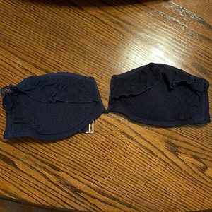 Lace, ruffled bandeau swimsuit top